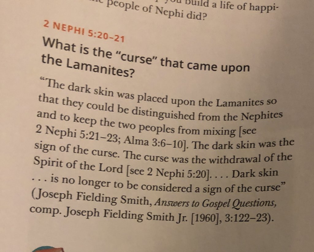 SISTASinZION's tweet image. How is it that we’ve managed to move forward with the notion that being called “Mormons” after the book of scripture we hold dear is an epithet. So, we do everything in our power to enforce a name change. Yet, we’re still running with the narrative that “dark skin is a curse? 1/T