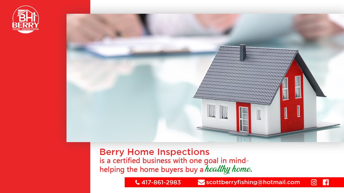Berry Home Inspections is a certified business with one goal in mind-helping the home buyers buy a healthy home.

For More Info: 4178612983
Visit Now- bit.ly/2LplaGo

#berryhomeinspection #safehome #homeinspection #inspectionservices #healthyhome #homessweethome #buyhome