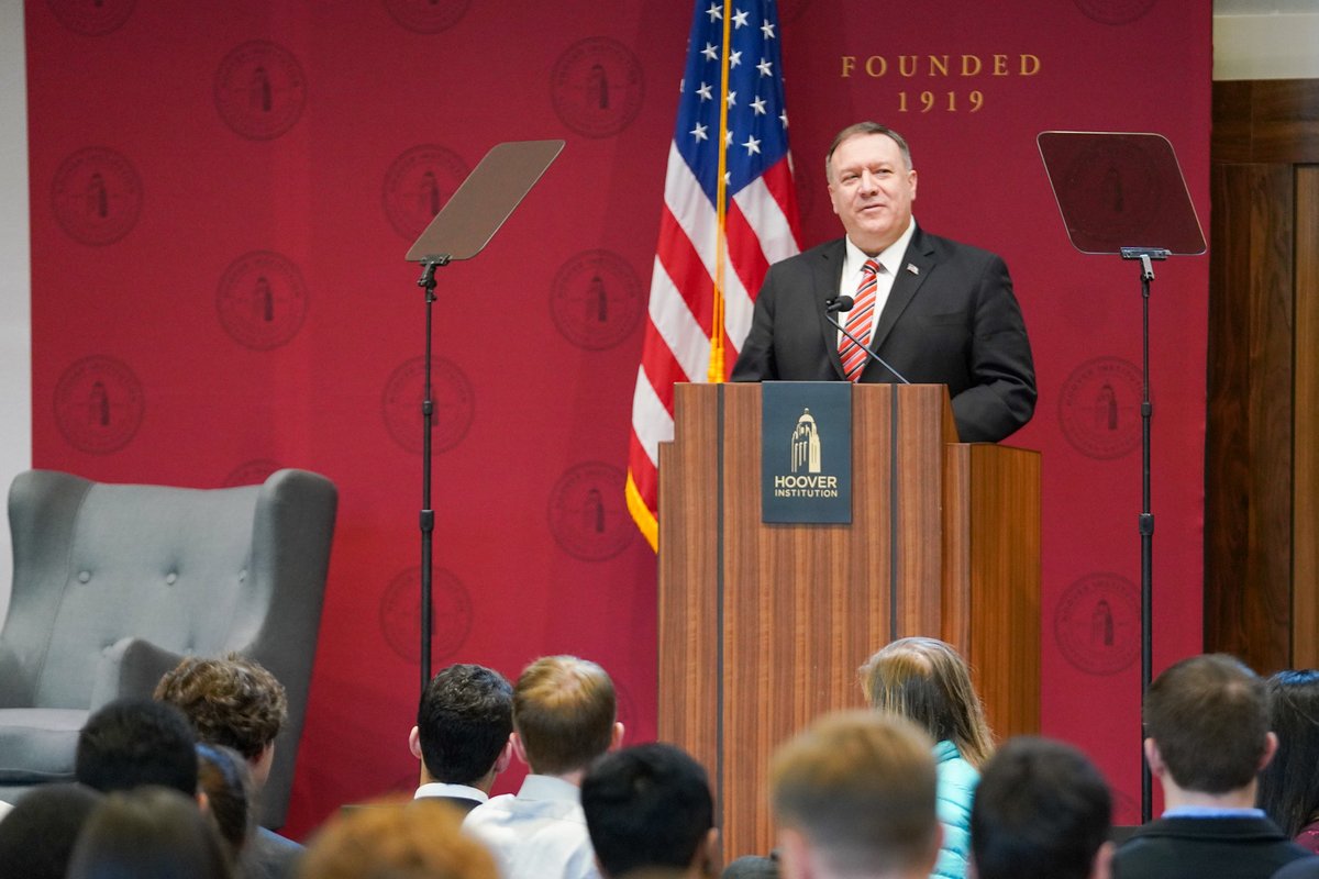 SecPompeo's tweet photo. We don’t know how the Iranian regime will react as we continue to re-build deterrence. We hope they’ll make the right choice and return to the negotiating table. We hope they share our desire for peace. But no matter what, we will put the security of the American people first. https://t.co/kdZ79xZMgi