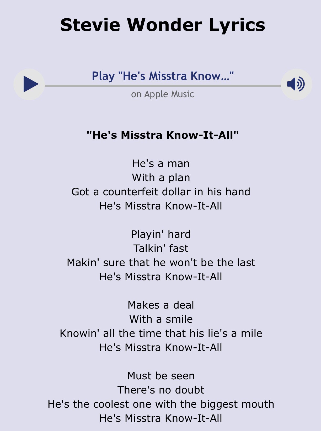 hes misstra know it all meaning