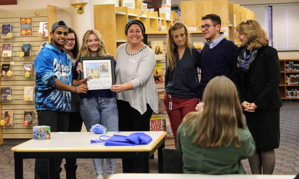 BCHSmagistra's tweet photo. What a joy it was for #BCHSInterAct to present a check for $1000 (from our Powder Puff fundraiser) to the @MakeAWishCT today. Wish recipient, BCHS’ own Caitlin & parents, addressed our group. #ServiceAboveSelf #BCCares @BCHSprincipal @MrBroderickBCHS https://t.co/epEHHxhp3p