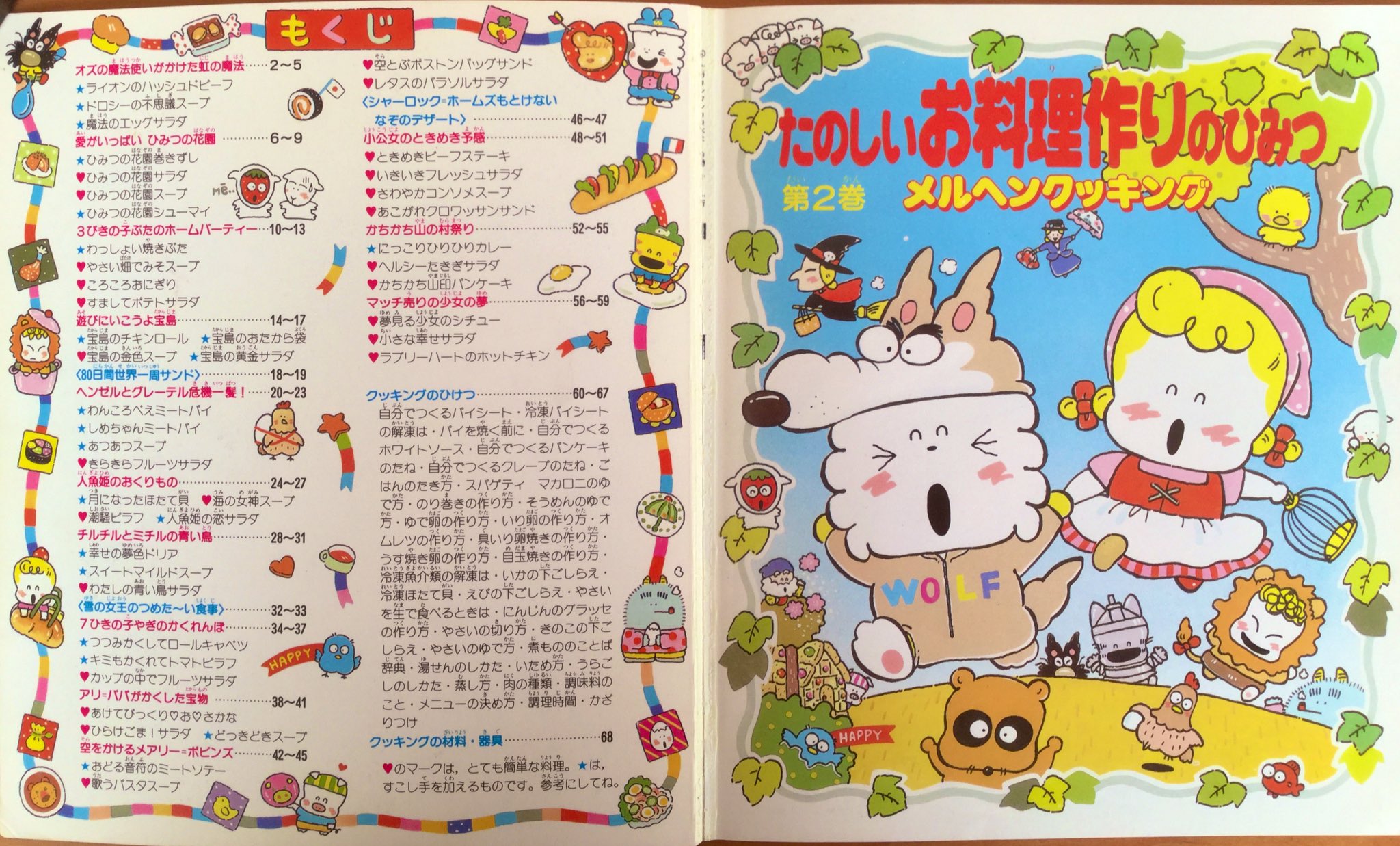 雑貨奥様 平成元年 わんころべえbook9 たのしいお料理作りのひみつ 第2巻メルヘンクッキング を紹介します 以前は抜粋だったので今回ちゃんと 当時 なかよし で連載中の わんころべえ のキャラたちが賑やかにメルヘンなメニューの作り方を紹介