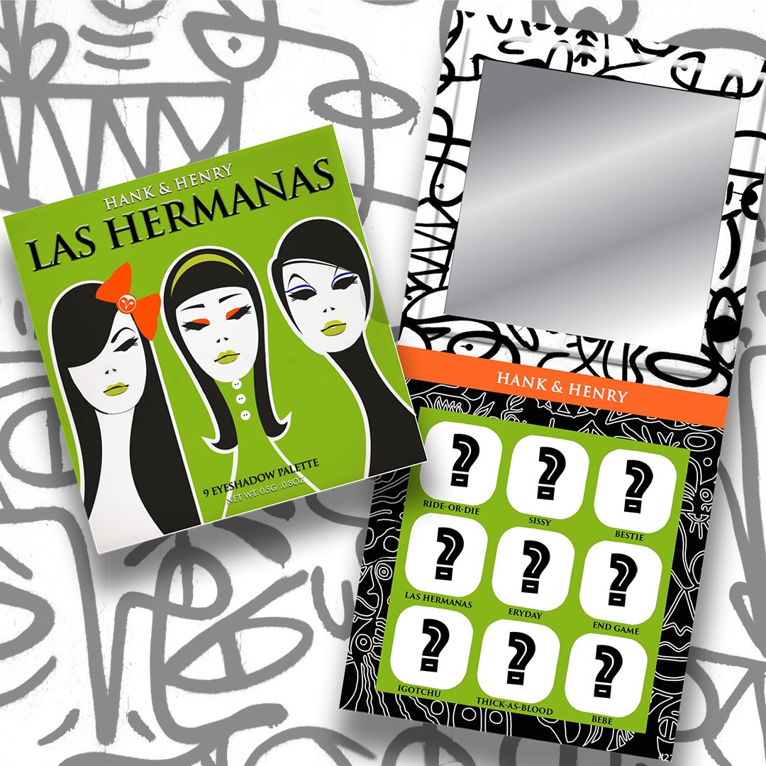 ‼️🚨REVEAL🚨‼️ 1 of our 4 NEW MYSTERY eye shadow palettes from <a href="/HankandHenry_us/">Hank & Henry Beauty</a> . Introducing the LAS HERMANAS palette... bc they’re not just friends, they’re sisters. Colors will not be revealed until the mystery boxes officially launch.... why? Bc it’s a MYSTERY BOX!!!