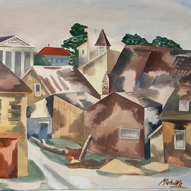 brown_button's tweet image. We have found lots of cool items in the back of basements over the years, but never a piece of art by an artist who has had a solo retrospective at the Whitney!

Today our art appraiser, Sam, discovered this Jan Matulka gouache in the back of a Leawood b… ift.tt/35RPK2S