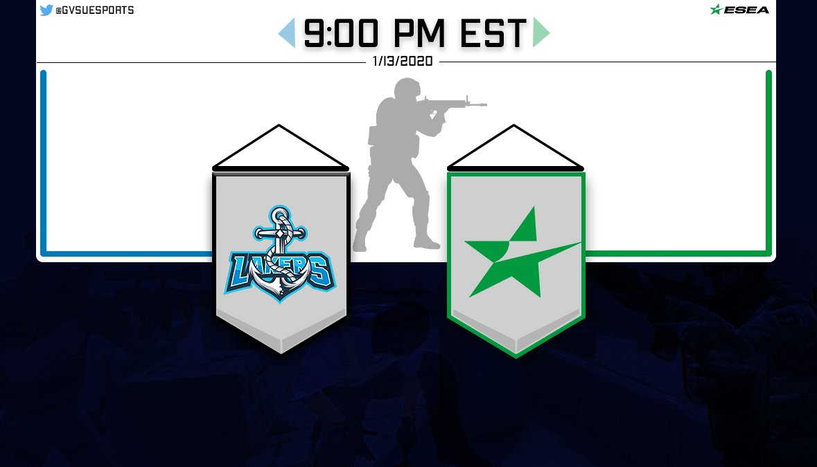 GVSUesportsClub's tweet photo. GVCS Blue and GVCS Black hit the ESEA servers for their matches tonight (1/13), check 'em out 👇

🆚Black vs. bloomi | Blue vs. Wireless Warriors
🕘9:00 PM | 9:30 PM
📺(BLACK POV) https://t.co/5WKkk0alDQ &amp; https://t.co/srbL11Sj6V |(Blue POV) https://t.co/LelQYxRySo https://t.co/ZyFSWsPk26