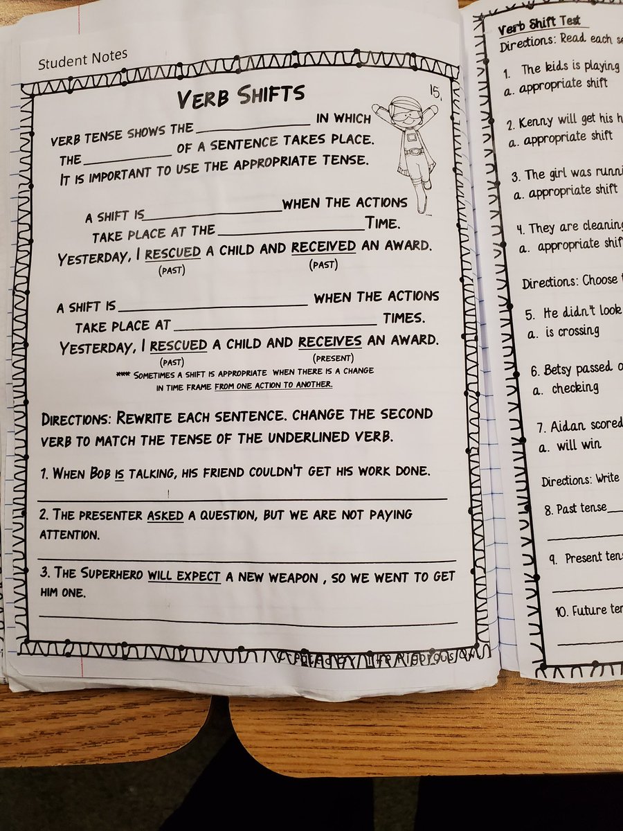 MonicaP92325859's tweet photo. To teach verb tenses, I used interactive notebooks as visual literacy. The students used worksheets to glue into their notebooks as we learned about verb tenses.
#CFVisualLiteracy20 https://t.co/GoluCPxHBv