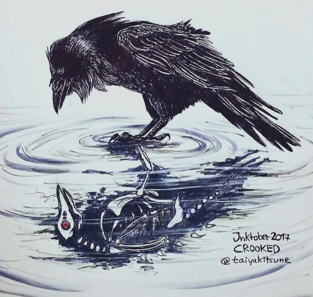 タイヤキツネ Yuuka Ratfox On Twitter 2年前のインクトーバーで描いた絵です 毎回 Inktoberに時間を入れすぎるから 31日目まで全て完了したことありません 笑 カラス カラスイラスト お絵描き 動物イラスト Raven Crow Illustration Blackbird