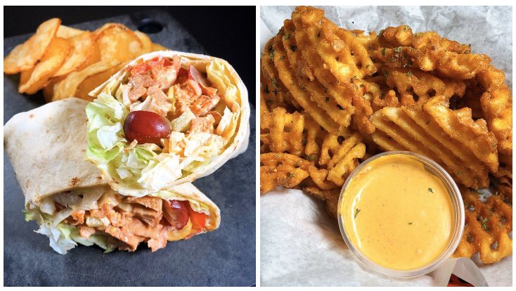 Weekly Specials:

Jimmy Ga-wrappolo (V): Grilled Chicken or Vegan Pork tossed w/ Sweet Onion, Celery, Cashews, Red Grapes &amp; Vegenaise wrapped in a Flour Tortilla w/ a side of House Chips. (Optional: Add Avocado)

Waffle Time! (V): Seasoned Waffle Fries w/ a side of Harissa Aioli