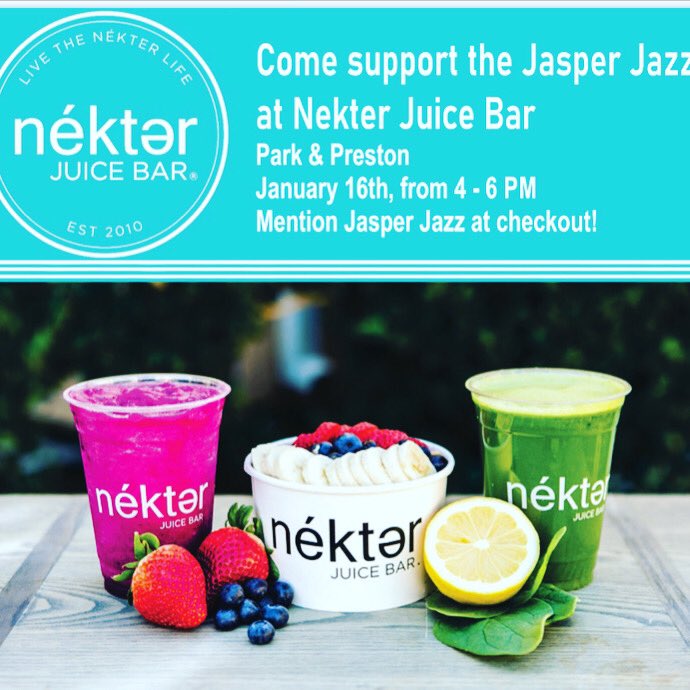 jasperjazzdance's tweet photo. Come out to @NekterJuiceBar in Plano on Thursday to support the Jazz!! #bringyourfriends #jasperjazz https://t.co/YQ0s8dNq5F