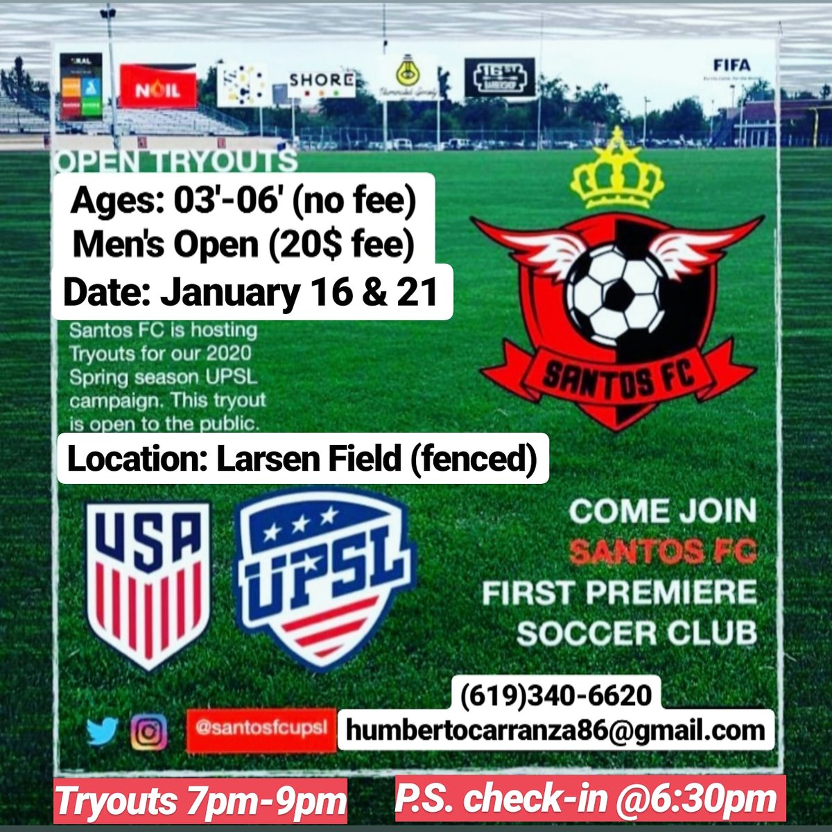 santosfcupsl's tweet photo. Let's start 2020 with a GOAL! #santosfc #2020 #tryouts #upsl #soccer @UPSLsoccer https://t.co/B9yiOWvi3K
