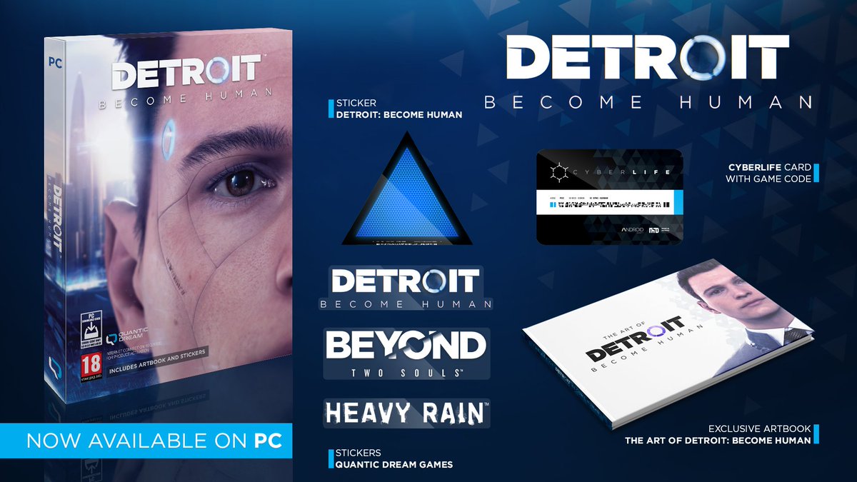 Ayaka در توییتر Detroit Become Human スペインにてpc版の特別版が発売されるようです ゲーム本編のダウンロードコードが記載されたサイバーライフのカード 限定アートブック ステッカーのセット 価格は35ユーロくらい 3月31日に発売予定 T Co