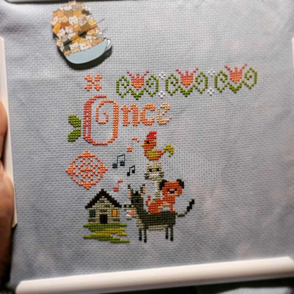 Month 1 of 12 of the Clouds Factory Grimm's fairy tales SAL--the Bremen Town Musicians. 
.
.
#cloudsfactory #cfgrimmsfairytales #cloudsfactorysal #xstitch #crossstitch #grimmsfairytales #brementownmusicians
