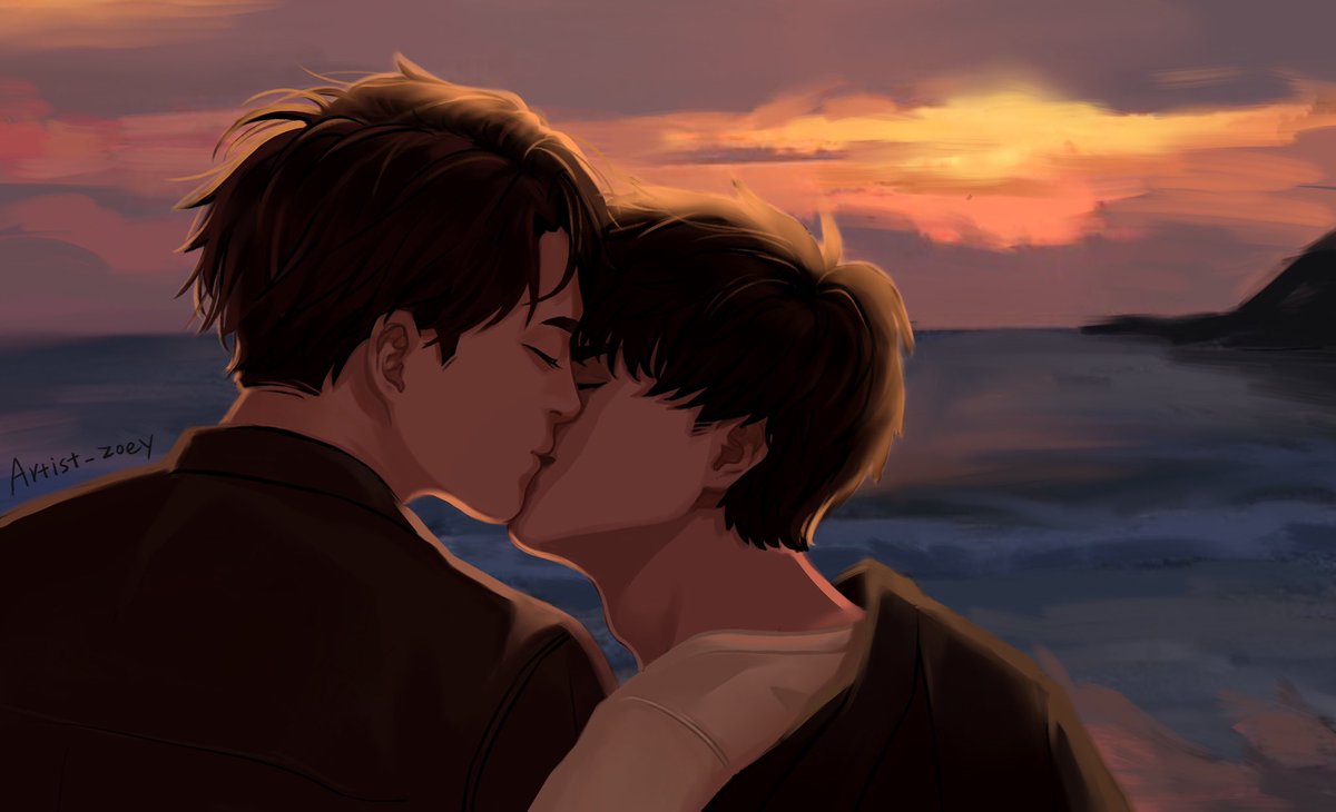 Artist_Zoey's tweet photo. “Shall we go to the seaside to watch the sunset?”❤️
@m34nismind @bplannnnn 

 #เชียร์พี่แปลนเป็นแฟนมีน
#2wish
#meanplan https://t.co/BSEj81vyv1