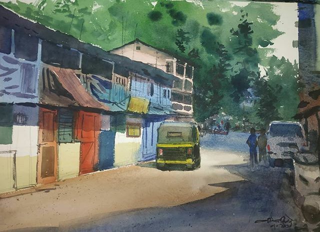 A warm morning in #pune #pune #aquarelle #watercolor_painting #watercolorpaintingclass #watercolorpainting  #veerendratikhe #puneartclub #watercolor #watercolorlandscape #art #arte #artist #artistsoninstagram #landscape #watercolourlandscapes ift.tt/2tVdWnK