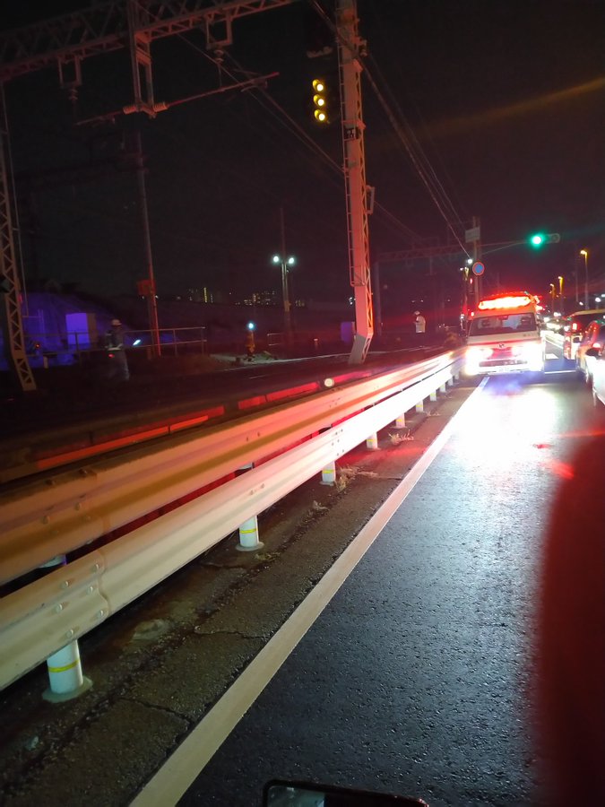 山陽電鉄本線の西舞子駅～大蔵谷駅間で人身事故が発生した現場の画像