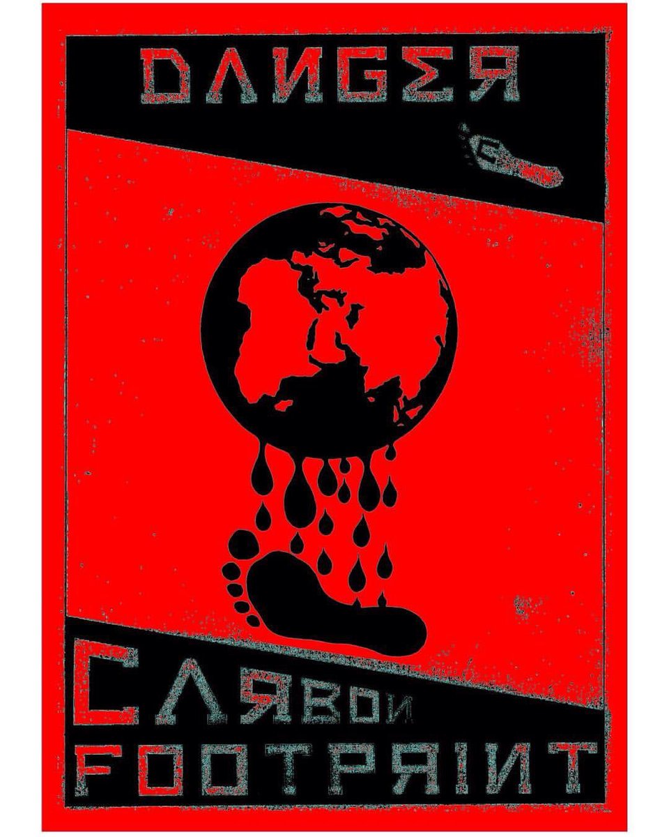 ‘Danger, Carbon Footprint' A3 print from illustration (red) #artist #art #lreland #loveprint #gallery #climate #CarbonTax #climatechange #carbonfootprint #environment #pollution #earth #GretaThunberg