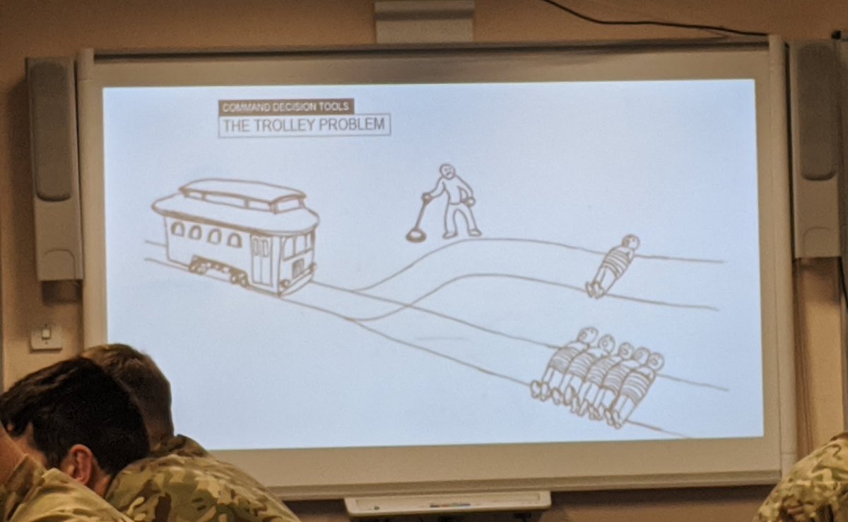 32AECGroup's tweet photo. We love a bit of ethics and philosophy in the morning. The Trolly Problem is a decades old dilemma which always generates debate in Command Decision Tools lessons #LDOlife #CLM https://t.co/U8TUQIGuuT
