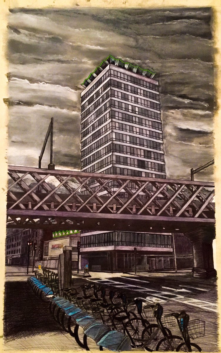 Liberty Hall, #Dublin 
Pencil, ink, pastel &amp; ballpoint pen on paper 59X76cm  #art #irishart #design #graphic #picoftheday #pictureoftheday #artpeople #illustration #lovedublin #drawing #libertyhall #buildingsofdublin #architecture #Ireland #dublinart
