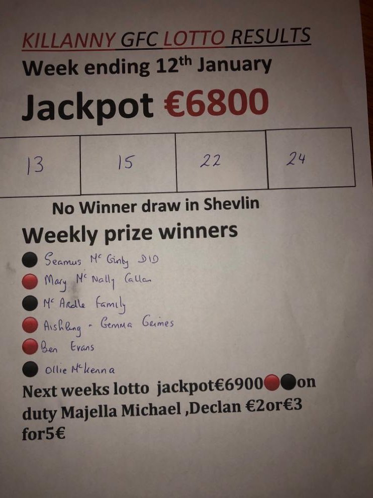 lotto numbers for the 12th of january