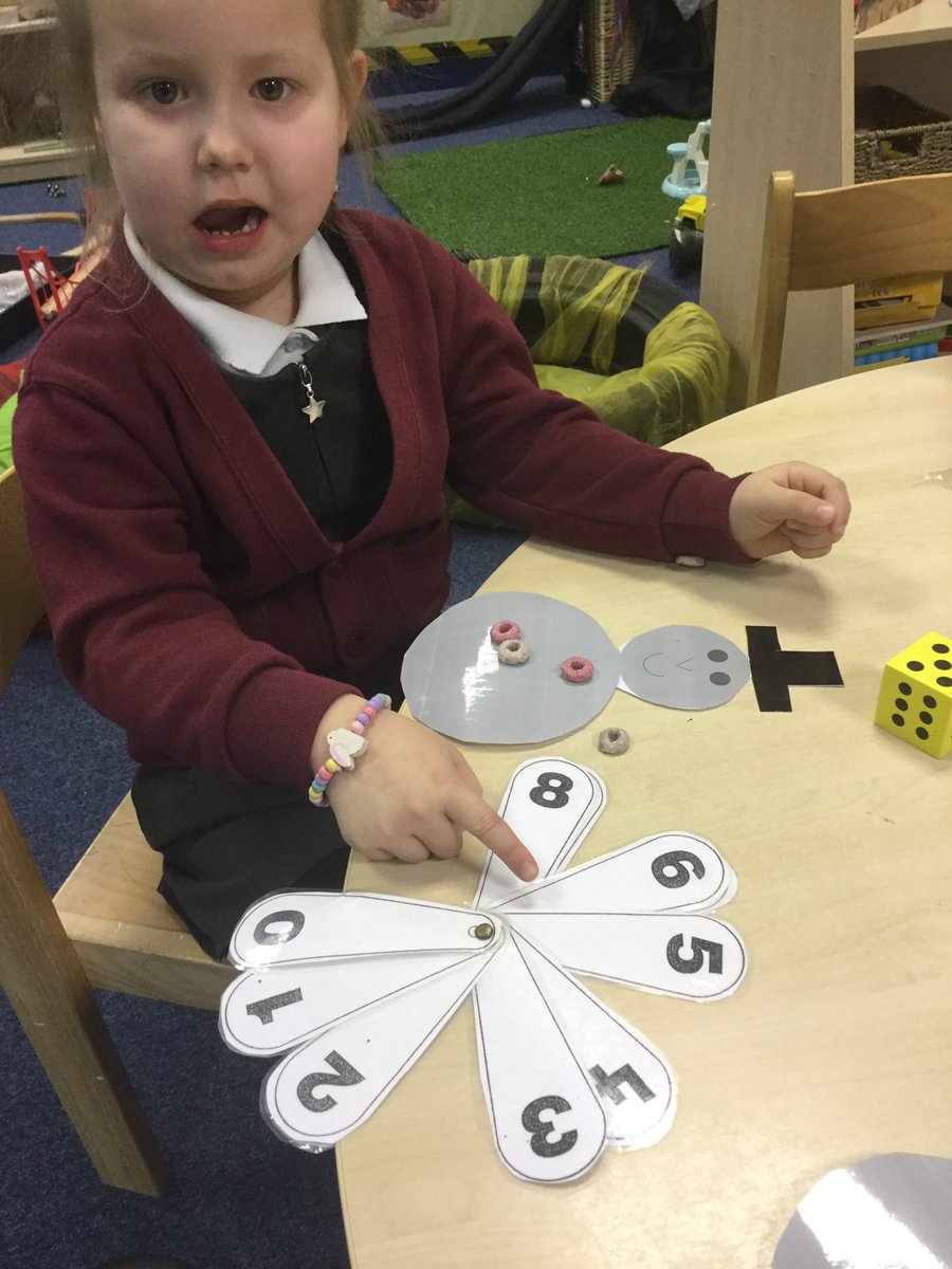 MissKellyMLP's tweet photo. This morning we have been rolling our dice and counting out the buttons for the snowman, some children have even been finding the correct numeral to match! #Counting @MabLanePri https://t.co/vsBN4G7XHI