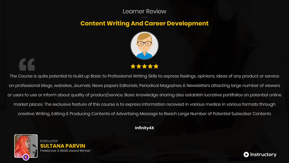 the_instructory's tweet photo. A glimpse of feedback about Sultana Parvin's tutorial "Content Writing &amp; Career Development"

Tutorial Link: https://t.co/MLat5zQsVp
Sign Up: https://t.co/lHauGvw4rb
#Instructory
#TeachAnythingLearnAnytime https://t.co/fKUomnp9Ek