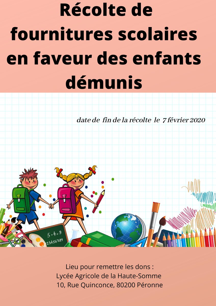 Projet_LumoS's tweet photo. [Collecte fournitures scolaires] "Les Lycéens Solidaires" de l'EPL

Vous désirez faire dons de fournitures scolaires dont vous ne vous servez plus? Donnez-les aux élèves de l'association qui les remettront ensuite à des familles dans le besoin!
#Engagement #LumoS #Solidarité https://t.co/3cIATaeCHp