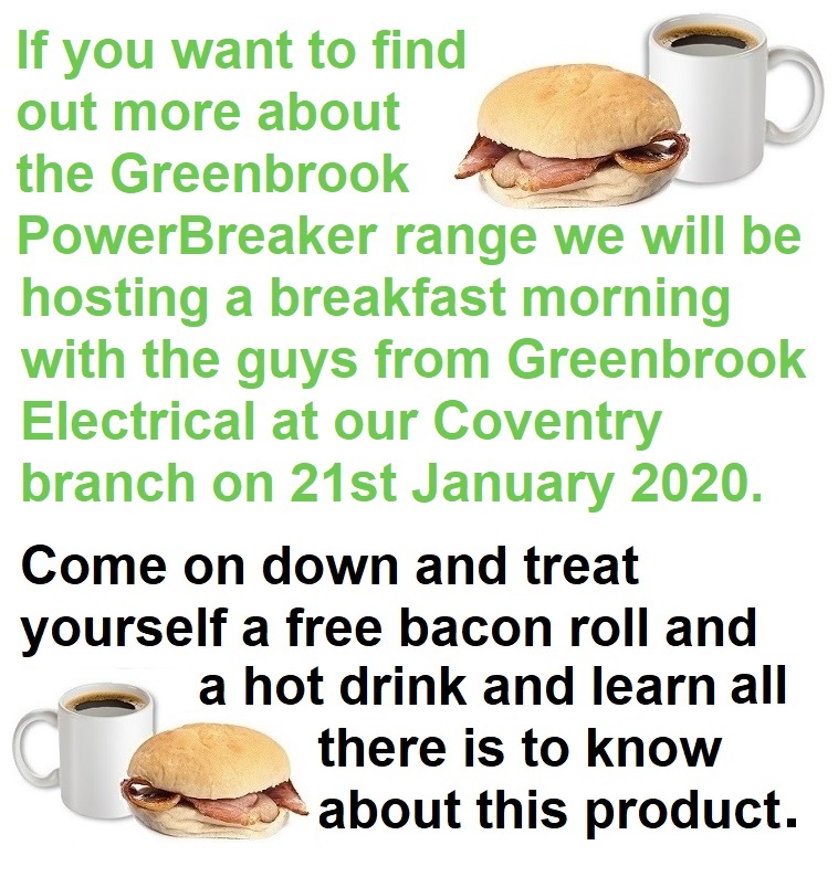 Reward_Elec's tweet image. @Reward_Elec will be hosting a breakfast morning with the guys from @GreenBrookElec at our branch in #Coventry on Tuesday 21st January 2020. Pop in and see us, grab a FREE roll and hot drink and learn about some fantastic products.