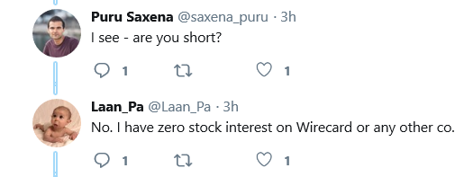 AnalliesT's tweet photo. Really? You're certain of this? @laan_pa @AIMhonesty #WDI $WDI #Wirecard #fraserperring #fraserperringisasockpuppet https://t.co/5kEK3KUxqX