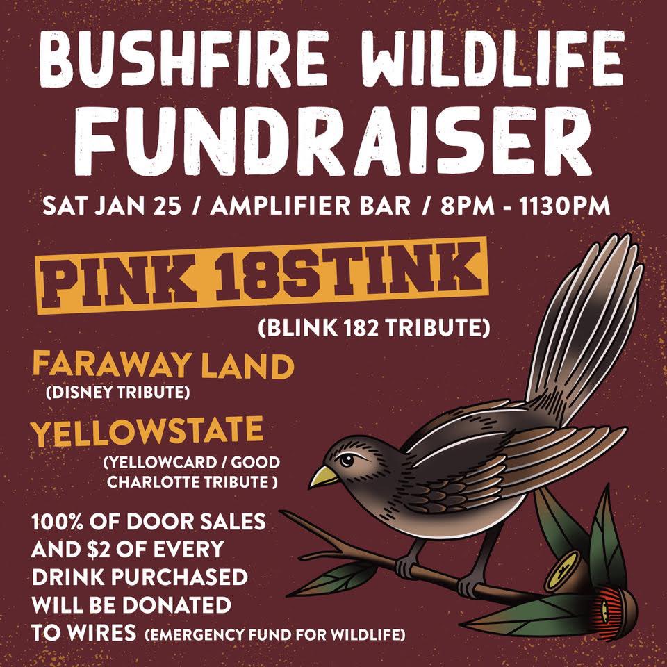 My blink 182 tribute band he organised this banger of a show in Perth Western Australia 
<a href="/AmpsCapitol/">Amplifier Capitol</a>  jan 25th 100% door sales donated to WIRES - emergency fund for wildlife please retweet 👽🐨<a href="/blink182/">blink-182</a> <a href="/travisbarker/">Travis Barker</a> <a href="/markhoppus/">mark hoppus</a> <a href="/tomdelonge/">Tom DeLonge</a> <a href="/GoodCharlotte/">Good Charlotte</a>