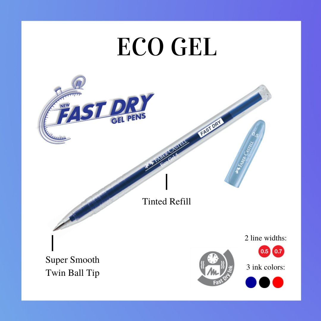 fabercastellph's tweet photo. Our all-new #EcoGel pen provides a superb writing experience due to its ergonomic round shape and the super smooth fast-drying ink. 🖊️📓😱
Tag a #lefty friend who might need this! 😉
#FastDryGelPen #NoSmear #GelPens https://t.co/XUHvCymkId