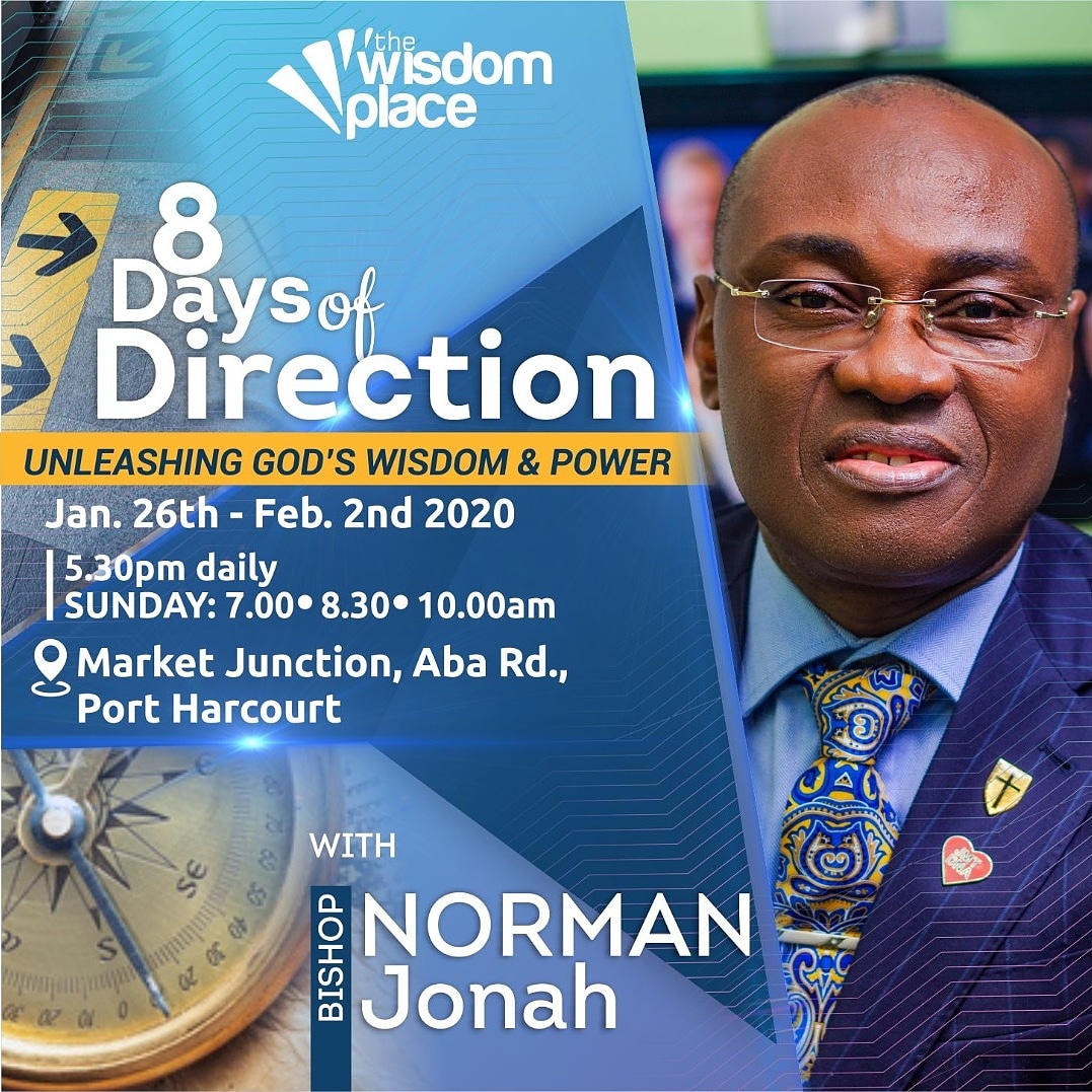OsiriWisdom's tweet photo. Hurray! #bishopnormanjonah of @justjesusassembly is going to be at the #8daysofdirection 2020.
You want to be there! Come and experience a
#wisdomshift #WisdomForDirection #wisdomexperience #OsiriWisdom #TheWisdomPlace https://t.co/MwMTvXrdEb