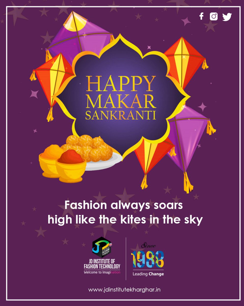 JdFashion's tweet photo. We hope you always soar, just like the colourful kites that dot the sky. Happy #MakarSankranti!
#JdInstitute #Kharghar #NaviMumbai https://t.co/YvYKfceIWe