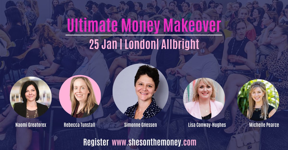 Excited for our event on 25 Jan! Featuring the awesome <a href="/simonnegnessen/">Simonne (money coach)</a>  <a href="/lolly_lisa/">Miss Lolly</a>  <a href="/MichellePearceB/">Michelle Pearce-Burke</a>  from <a href="/wealthify_com/">Wealthify</a> <a href="/RebeccaTunstall/">Rebecca Tunstall</a> from @Rathbones1742  and Naomi Greatorex from <a href="/LDNfinance/">LDN Finance</a>! Limited tickets available register here: bit.ly/2Fe1n9g