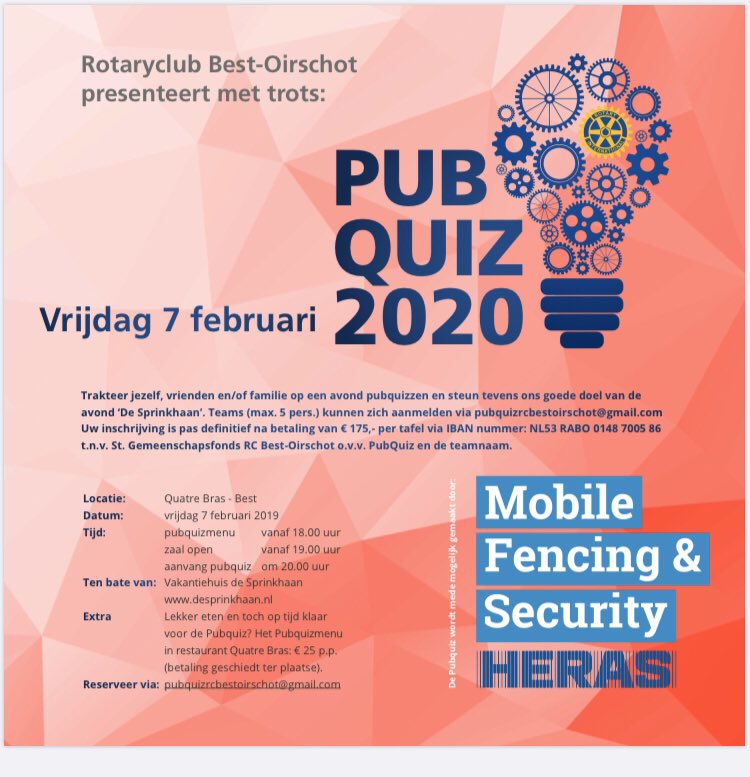 RotaryBest's tweet photo. Doe mee! Een pubquiz voor het goede doel. Vrijdag 7 februari in @QuatreBrasBest https://t.co/LWIis8t3kd