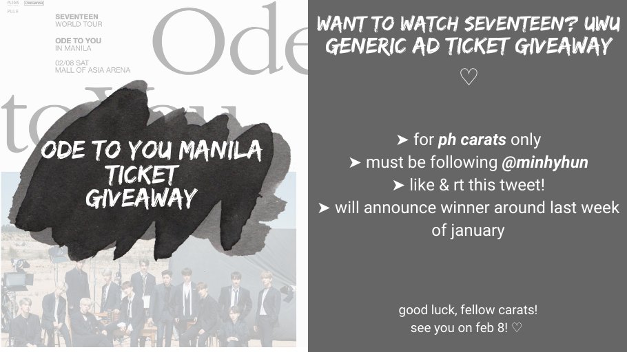 lovehwangdo's tweet photo. heres my giveaway! ♡ just follow the rules for a chance to win the generic ad ticket. goodluck and see you, carats! ♡

#OdeToYouInMNL #OdeToYouInManila
#OdeToYouMNL #OdeToYouManila https://t.co/mnIRykjFbd