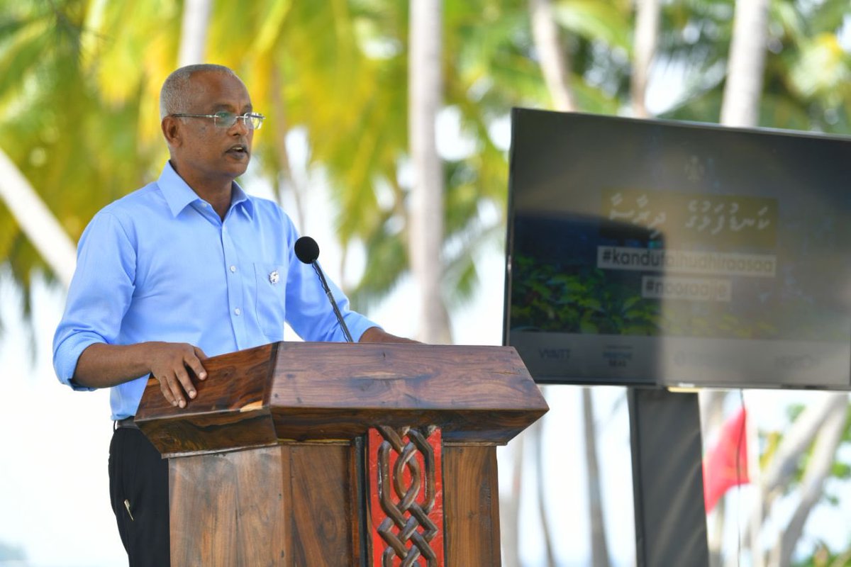presidencymv's tweet photo. President @ibusolih attends Blue Prosperity Coalition event 

The 26-day expedition by blue prosperity coalition and marine scientists from the #Maldives commences today at HDH. Neykurendhoo 
#KanduFalhuDhiraasaa #NooRaajje https://t.co/lMHa24l5g2