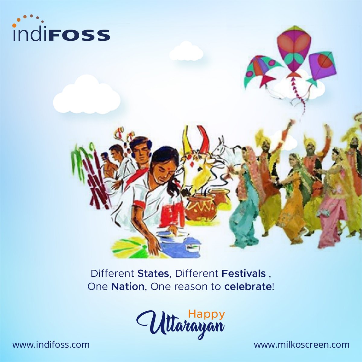 indiFOSS's tweet photo. IndiFOSS wishes Happy and Prosperous Makar Sankranti, Lohri and Pongal.
#MakarSankranti #Uttarayan #Pongal #Lohri #IndiFOSS #FossAnalytics #MilkSafety #FoodSafety #DairyProductsAnalysis #AntibioticTestinginFoodProducts https://t.co/00RET6mhmN