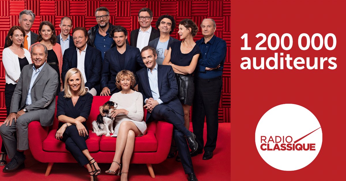 J-Francis Pécresse (@jfpecresse) on Twitter photo 25% d’auditeurs en plus en un an : Radio Classique signe la plus forte hausse d’audience du média radio en novembre-décembre 2019. Record d’audience frôlé. Merci à tous nos auditeurs, fidèles et nouveaux. Et un immense bravo à toutes les équipes engagées <a href="/radioclassique/">Radio Classique</a> 25% d’auditeurs en plus en un an : Radio Classique signe la plus forte hausse d’audience du média radio en novembre-décembre 2019. Record d’audience frôlé. Merci à tous nos auditeurs, fidèles et nouveaux. Et un immense bravo à toutes les équipes engagées <a href="/radioclassique/">Radio Classique</a>