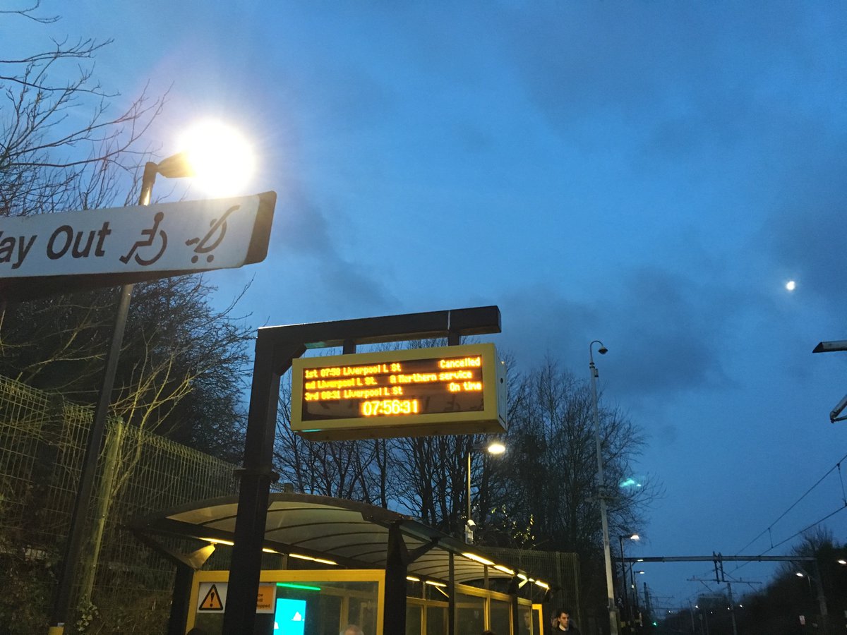 JamesChetter's tweet photo. @northernassist Lea Green train cancelled again. Final straw. @AndyBurnhamGM northern rail are the direct reason there will be at least one more car on the road next week. Embarrassment. https://t.co/rOl0M99mMJ