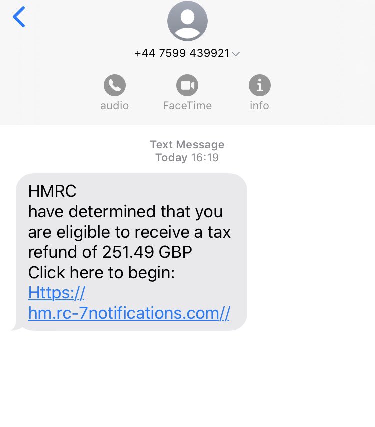 StarbooksLtd's tweet image. Received a phishing text like this? Don’t be fooled by clicking the link, entering personal information or bank details from an unknown source with a dodgy URL @HMRCgovuk @HMRCcustomers #StopTheScammers