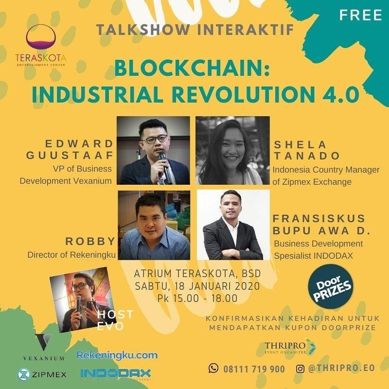 Hai teman teman,  yuk datang ke mall Teras Kota BSD pada tanggal 18 januari 2019, disana akan ada Talkshow interaktif mengenai Blockchain : Industrial Revolution 4.0 dan jangan lupa berkunjung ke booth untuk kendapat hadiah menarik🙌
#blockchain #events #teraskotabsd