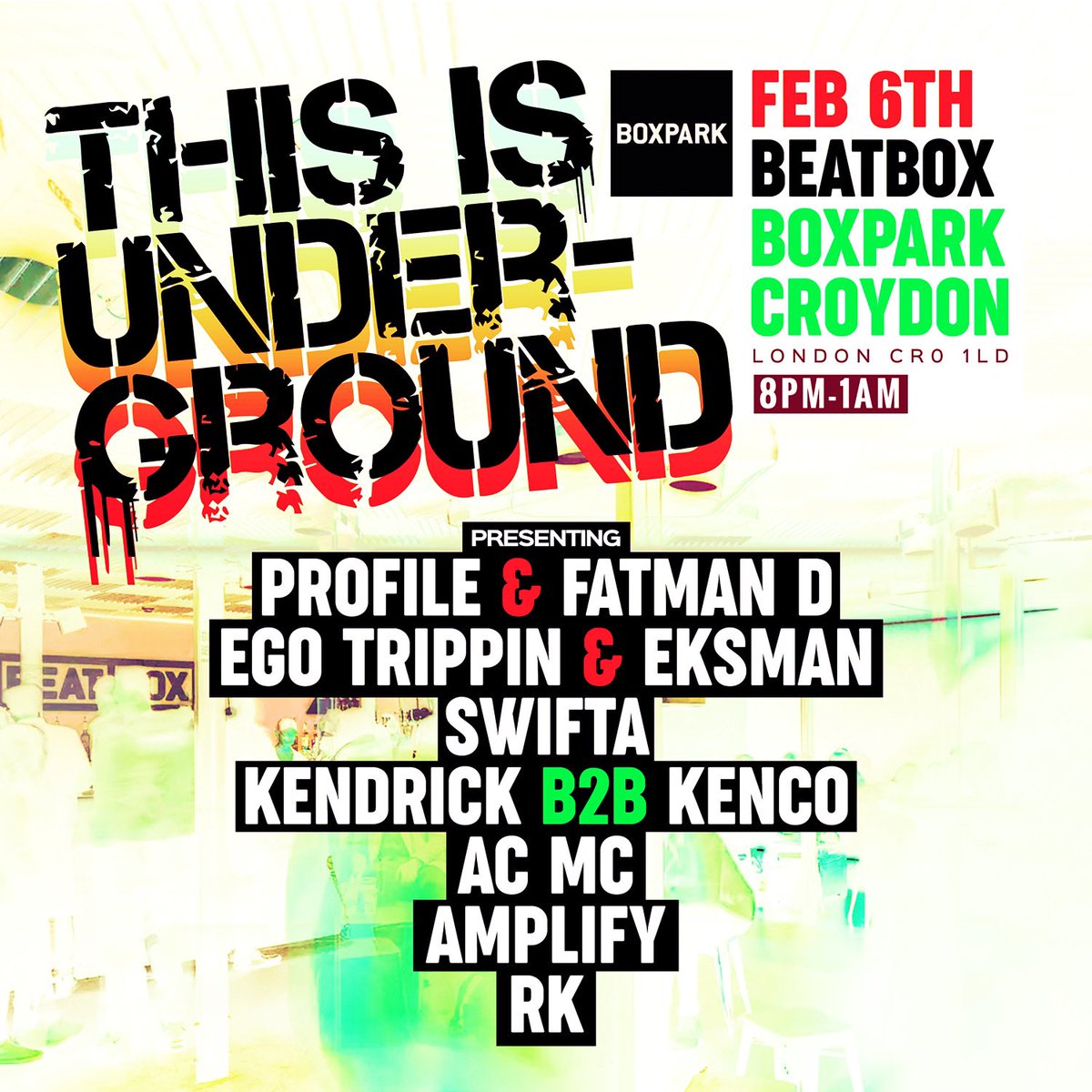 thisisundergrd's tweet photo. @BoxparkCroydon 6th Feb #drumandbass https://t.co/MTuYq99YBj