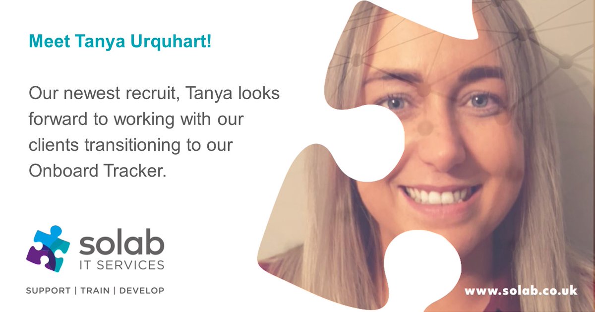 Solab IT Services continues to grow and we are delighted to welcome Tanya Urquhart to the Solab family as our new Implementation Consultant. 

#Solab #meettheteam #newstart #OnBoardTracker #ITwithpedigree