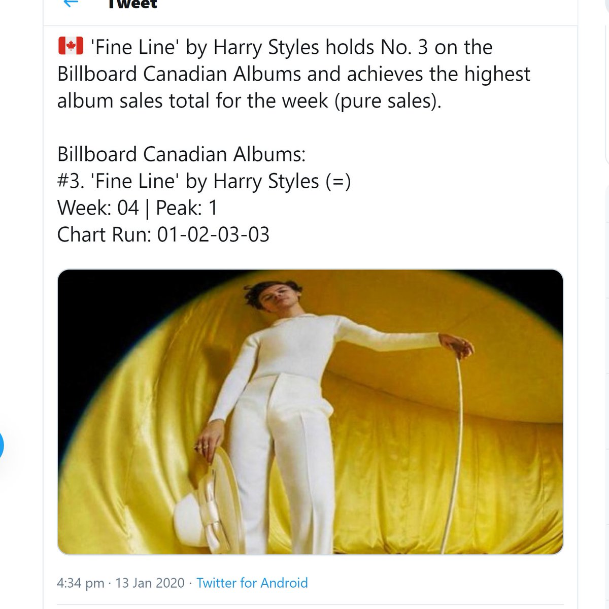 canada:- "Fine Line" is also #3 this week on billboard chart Canada (highest seller in pure sales).- despite being released in MID december 2019, "Fine Line" is the #7 best selling album in Canada in 2019.