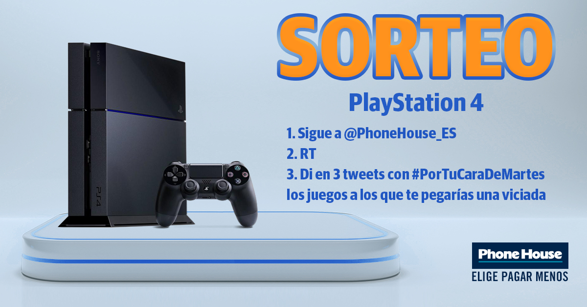 PhoneHouse_Es's tweet image. ¡El martes es #FelizMartes con #SORTEO! 🏆

Para ganar una 🎮 PLAYSTATION 4: 

1⃣ Síguenos
2⃣ Haz RT
3⃣ Di en 3 tweets con #PorTuCaraDeMartes esos juegos a los que te pegarías una viciada con este premio 🤭

Muuucha SUERTE 🤞🤞🤞

✔ Bases: bit.ly/SorteoPlay4PH