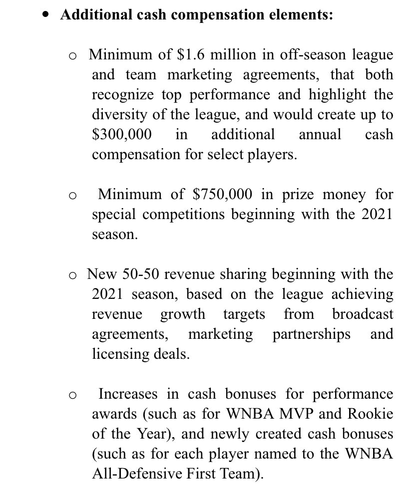 RulingSports's tweet photo. BREAKING: The WNBA and WNBA Players Association have reached a tentative 8-year collective bargaining agreement. Key elements in the pictures below. For the first time, average cash compensation of WNBA players will exceed six figures. https://t.co/0OuUj5YT8x