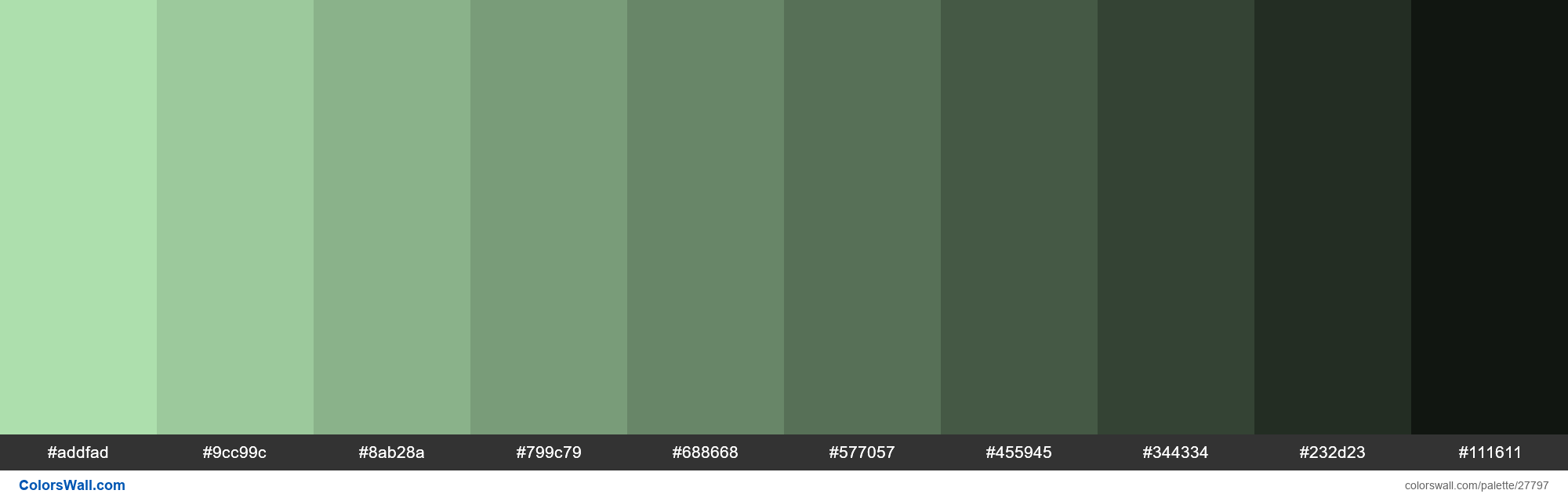 colorswall on X: Shades of Moss Green color #ADDFAD hex #addfad