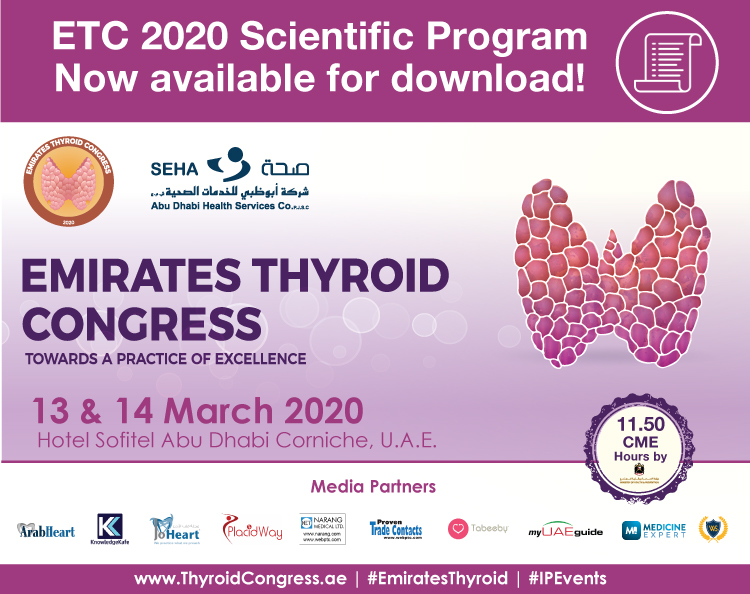 EmiratesThyroid's tweet photo. ETC 2020 Scientific Program now available for download!

View program: https://t.co/A44rJvQkhC

ETC 2020 will be held on 13 &amp; 14 March at Hotel Sofitel Abu Dhabi Corniche, UAE

Register now @ https://t.co/S1KMLHMI7b

#EmiratesThyroid #Thyroidology #ThyroidDiseases #IPEvents https://t.co/7yiDVSPmrm