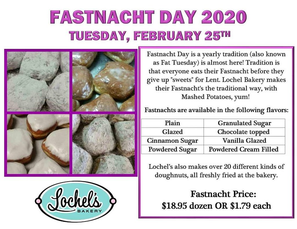 ConshyBakery's tweet photo. #SaveTheDate : Fastnacht Day 2020 ~ Tuesday, February 25th! #planahead #orderinadvance #fastnachtdayiscoming https://t.co/FrI662wjMR