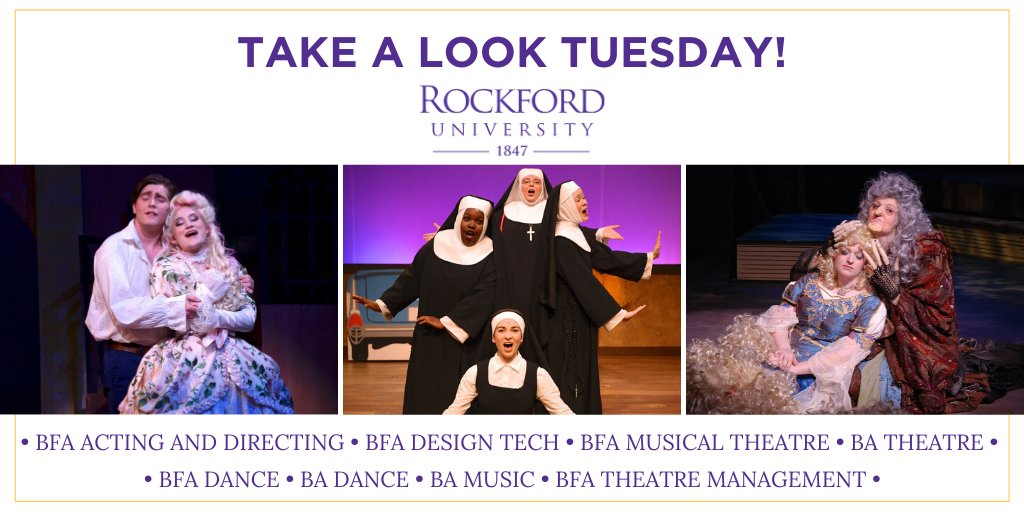 TAKE A LOOK TUESDAY! Rockford University Performing Arts program offers a rich liberal arts tradition, supported by talented professors with years of experience in music and theatre. Whether your next stage is graduate school or Broadway, you’ll be ready to shine. #takealook